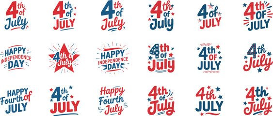 4th of July Independence Day Celebration Badges and Typography  design