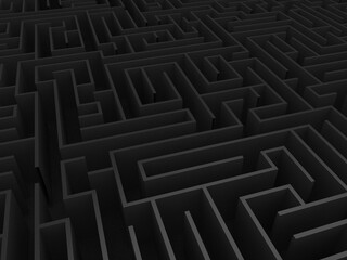 Dark endless maze 3d rendering