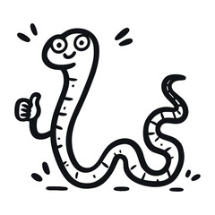 Fototapeta premium Cartoon worm giving thumbs-up illustration on transparent background, vector