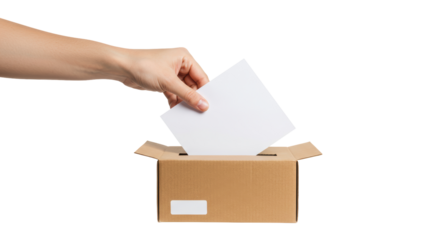 Isolated Hand Depositing Vote in Box