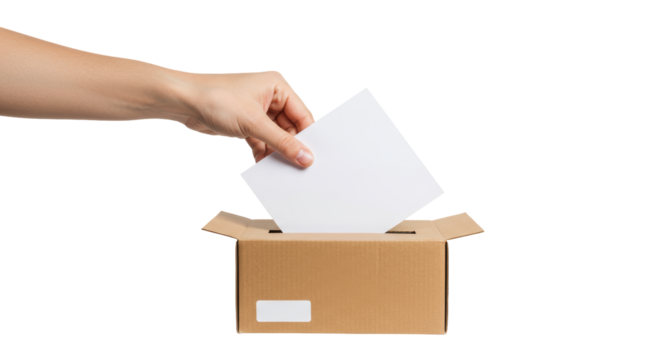 Isolated Hand Depositing Vote in Box
