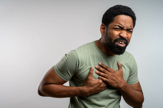 people chest pain from heart attack. healthcare concept