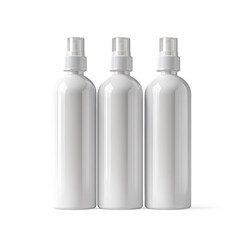 Four Minimalist White Spray Bottles on a Transparent Background