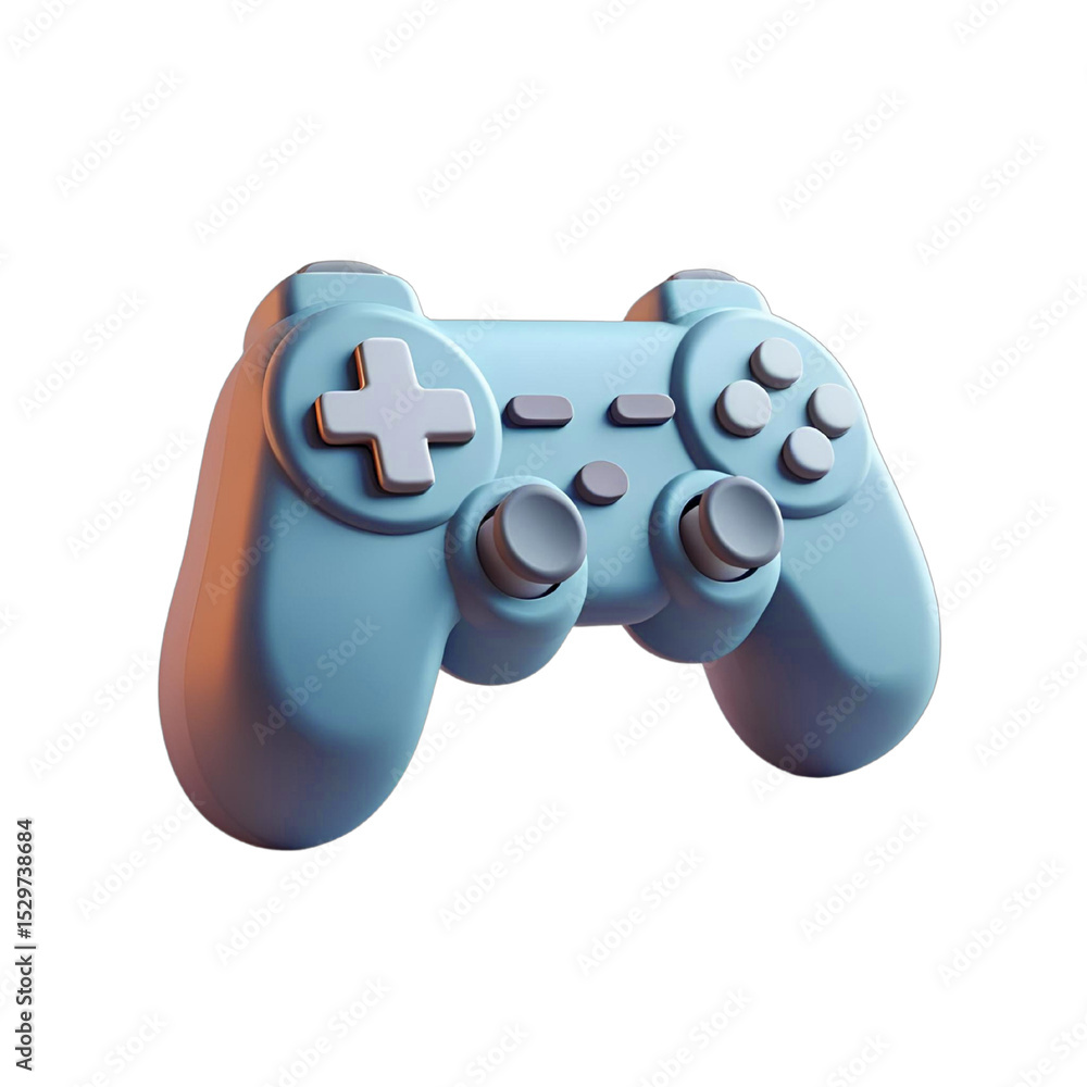 Poster light blue 3d gamepad controller icon isolated on a transparent background image