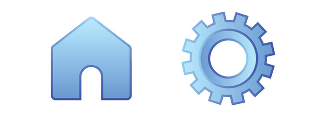 home and setting icon glass look vector  on white isolated