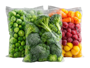 Frozen vegetables selection grocery store product bright environment view