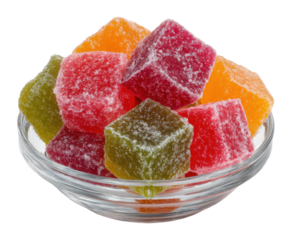 Colorful gelatin cubes dessert experience in a glass bowl bright and inviting