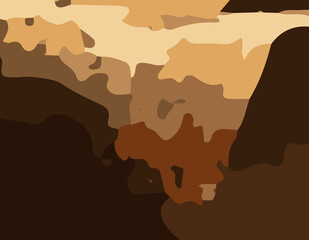Naklejka premium Brown Camouflage Abstract Background. Earth Tone Camo Texture Design. Dark Brown Military Camo Pattern. Abstract Forest Terrain Wallpaper. Woodland Camouflage Art Background. Organic Brown CamoSurface