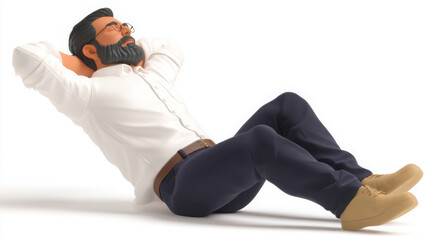 Relaxed business leader enjoying nature, embodying productivity and calmness. This character represents modern approach to work life balance, showcasing blend of professionalism and leisure