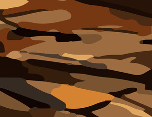 Brown Camouflage Abstract Background. Earth Tone Camo Texture Design. Dark Brown Military Camo Pattern. Abstract Forest Terrain Wallpaper. Woodland Camouflage Art Background. Organic Brown CamoSurface