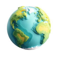 Stylized 3d render of earth showing continents and oceans