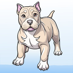 Adorable American Bully Puppy Cartoon Illustration