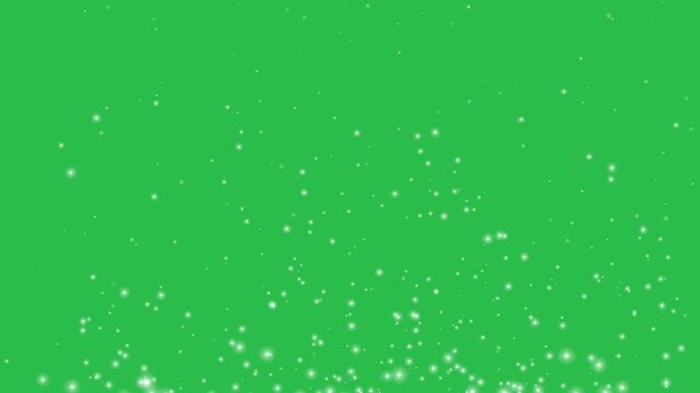 Raising glitter particles on green screen background motion graphic effects. 