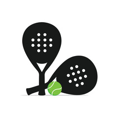 Flat design padel racket and ball icon, ideal for UI, apps, infographics, and modern visuals.