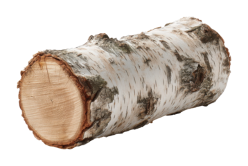 Cut birch log on nature still life focused natural elements