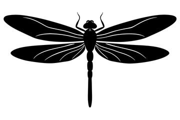 Black and white dragonfly silhouette illustration