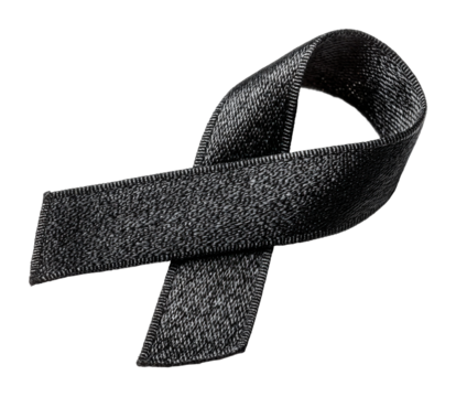 Supporting social causes black ribbon symbol for awareness community conceptual