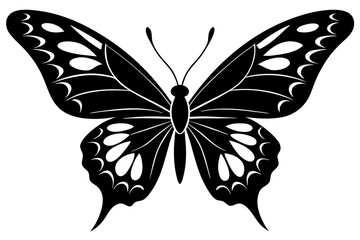 Black and white butterfly silhouette illustration