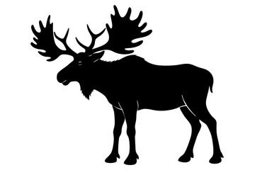 Black silhouette of a majestic bull moose
