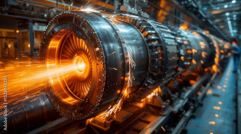 Aufkleber an image portraying a powerful industrial machine in action, emitting sparks while highlighting the 