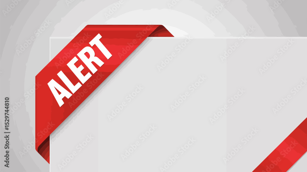 Poster alert ribbon vector corner banner red attention sign warning message graphic design element template