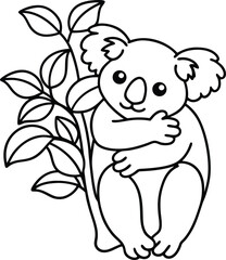 koala bear hugging eucalyptus tree  .eps