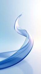 Obraz premium Elegant Blue Glass Ribbon Flowing on Gradient Background, Abstract Art Illustration