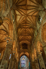 The vaulting ceiling of St Giles Cathedral. Edinburgh. Scotland