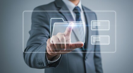 Businessman accessing digital files and data