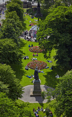 East Princes Street Gardens as seen from Scott Monument. Edinburgh, Scotland
