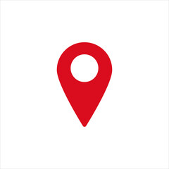 Red map pin or location icon symbol. Vector illustration