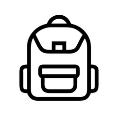 Stylish backpack icon design for travel apps. Backpack illustration features a simple outline style. This modern backpack image is perfect for website design, app icons, and branding.
