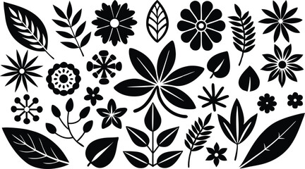 Large Collection of Flower Silhouettes &ndash; Botanical Silhouette Vector Bundle
