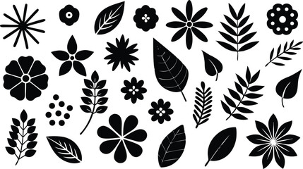 Large Collection of Flower Silhouettes &ndash; Botanical Silhouette Vector Bundle