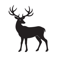 Fototapeta premium Silhouette of Majestic Deer with Large Antlers Standing Still