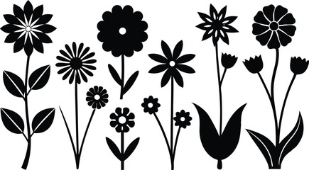 Large Collection of Flower Silhouettes &ndash; Botanical Silhouette Vector Bundle