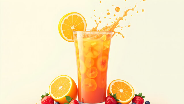 Fresh Fruit Splash with Bubbles - Vibrant Summer Refreshment Concept