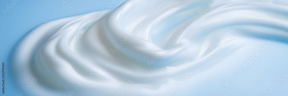 Poster Soft foam swirls on a tranquil blue surface Generative AI