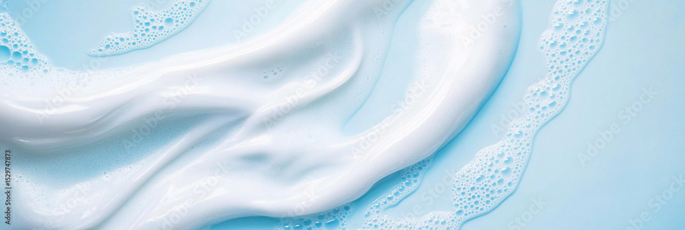 Poster Soft foam swirls create an elegant blue background Generative AI