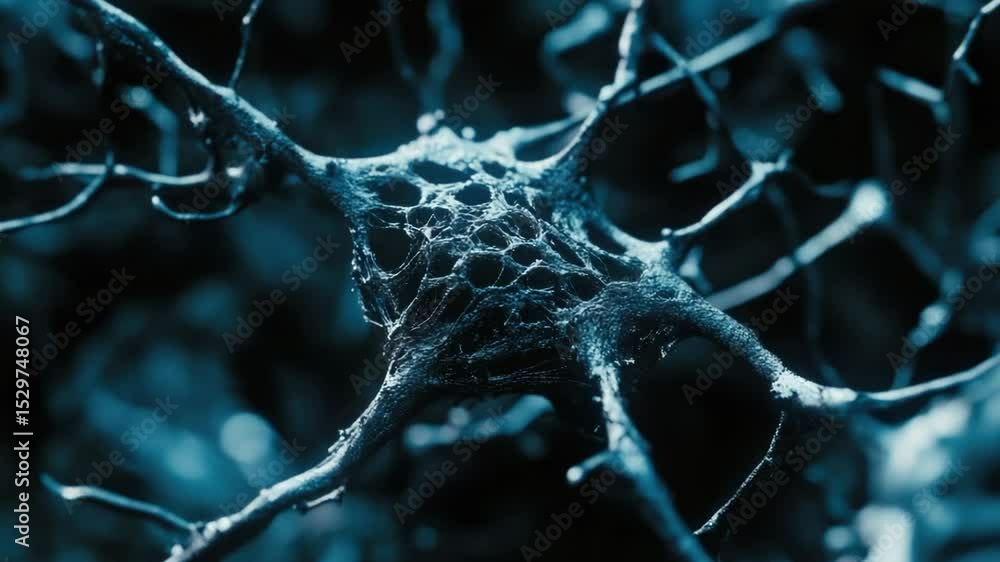 Poster a close-up of a spider's intricate web on a tree branch, perfect for using as a symbol or background