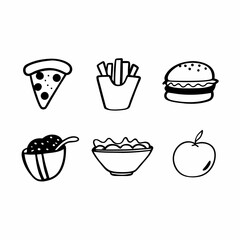 Vector hand drawn food emblems and illustrations. Fast Food set. stock illustration.
