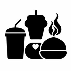 This coffee icon set features various vector illustrations of hot coffee cups, tea, and pots, perfect for beverage and cafe designs