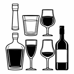 Red and white wine bottles and glasses isolated for a celebratory drink