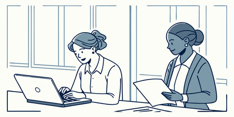 Two Businesswomen Working Together