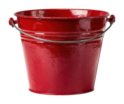 Vibrant red bucket displayed on a for home and diy projects