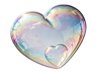 Beautiful heart shaped bubble reflects light in rainbow of colors, creating whimsical and enchanting atmosphere