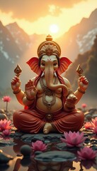 Fototapeta premium Lord Ganesha at Sunset