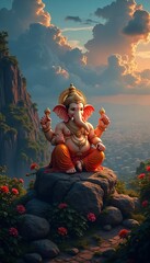 Lord Ganesha at Sunset