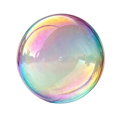 Colorful soap bubble reflects light and colors beautifully, creating mesmerizing visual effect that captivates viewer