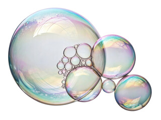 Bubbles float gracefully in air, reflecting light and creating mesmerizing display of colors and shapes, perfect for any joyful moment